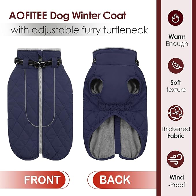 AOFITEE Small Dog Winter Coat, Waterproof Dog Winter Jacket with Zipper & Fleece Collar, Reflective Dogs Puffer Jacket, Small Pet Snow Coat Snowsuit for Yorkshire, West Highland