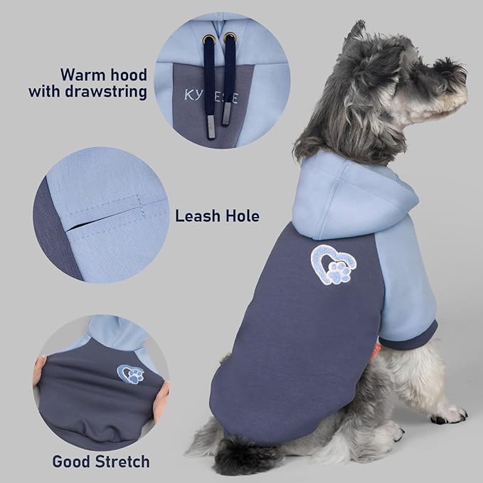 KYEESE Dog Hoodie Stretchy Pet Clothes Cat Coat with Leash Hole Warm Pet Sweatshirt with Drawstring Comfort Cat Sweater Dogs Winter Coat for Cold Weather Soft Dog Clothes for Small Dogs