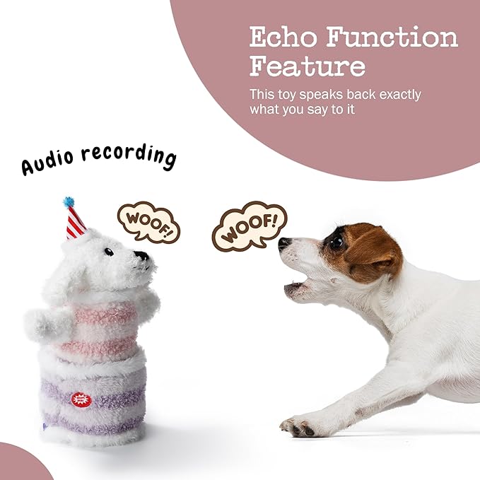 Birthday Cake Dog Toy, Singing and Dancing Birthday Songs, Interactive Dog Toys, Plush Stuffed Puppy Toys with Echo Function Feature, Happy Birthday Gift for Dogs