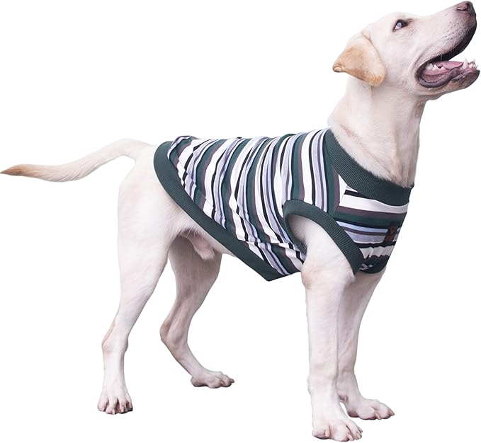 Extra Large Dog T Shirts Clothes Sleeveless Tank Top Vest for Labrador Rottweiler Great Dane, Green, 3X-Large