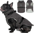 Kuoser Dog Coat Warm Fleece Lining Turtleneck Dog Jacket with Harness Built-in, Adjustable Windproof Cold Weather Coats with Quick Release Buckle Pet Winter Snowsuit for Extra Small Dogs, Grey XS