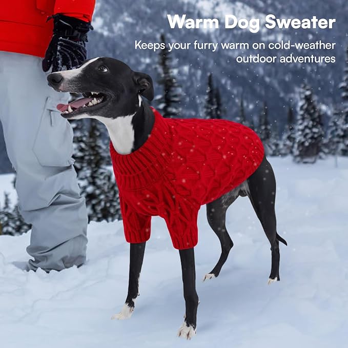 Queenmore Medium Dog Sweater,Dog Sweater for Medium Dogs Boys Girls,Christmas Sweaters for Dogs,DogSweater Knitwear Outfit,Thick Warm Pet Clothes for French Bulldog,Boston Terrier(Red,M)