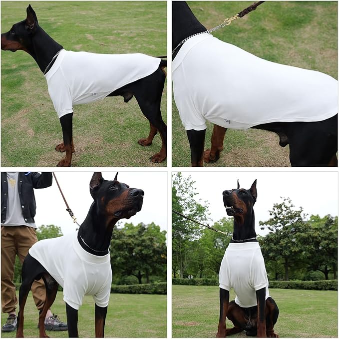 Lovelonglong Ribbed Dog T-Shirt Cotton Knitted Dog Sweaters for All Season Pet T-Shirts for Large Medium Small Dogs Off White XS