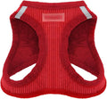 Best Pet Supplies - All Weather Mesh/Plush, Reflective, No Pull Harness for Small, Medium Dogs, Cats - Secure with Hook & Loop Fastener, Buckle, Double D-Rings - Red Corduroy, XL