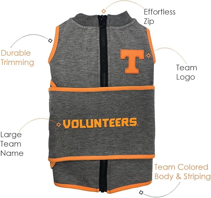 NCAA Tennessee Volunteers Dog Shirt Calming Soothing Vest for Dogs Cats with Fears, Fireworks, Loud Noises, Dark, Lonely Keeps Dogs Calm Feeling Safe, Relaxing Jacket Large