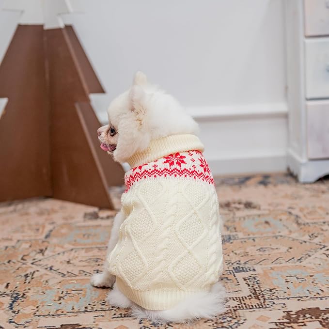 Warm Winter Dog Sweater - Cold Weather Pet Clothes for Small Medium Large Dogs Indoor Outdoor, Soft Classic Knit Puppy Apparel