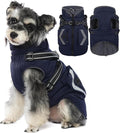 FUAMEY Small Winter Coat for Dogs with Harness, Thermal Dog Jackets Reflective Vest, Warm Clothes Puppy Cover for Cold Weather, Turtleneck Puppies Outfits Zip Up, Bichon Frise (Dark Blue, S)