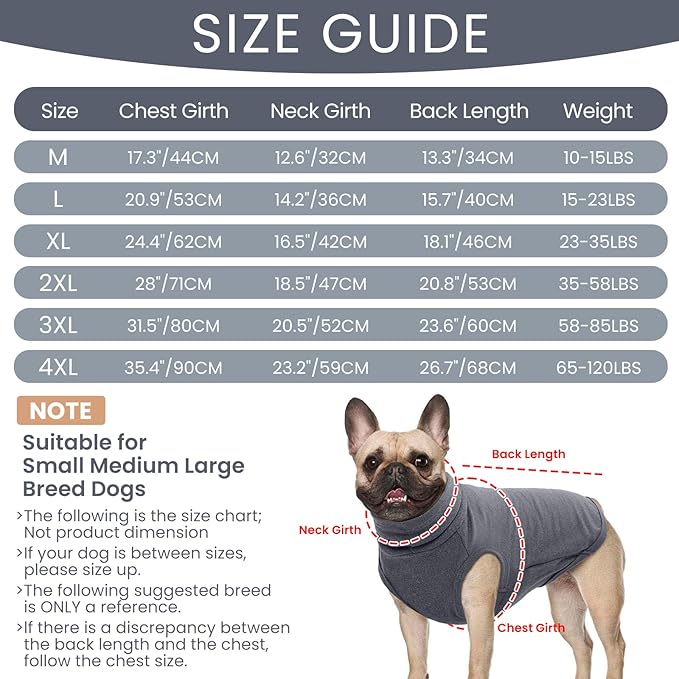ROZKITCH Dog Sweaters Soft Fleece Pullover Sweatshirt Pajamas, Turtleneck Warm Pet Cold Weather Jacket Stretchy Vest Jumpsuit Apparel Outfit Clothes for Small Medium Large Dogs Walking Sleep Grey 2XL