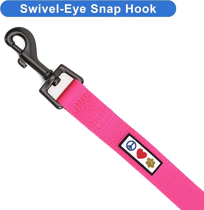 Pawtitas Personalized Dog Leash - Embroidered Customize Leash with Your Pet Name & Phone Number - 6 ft Long, Extra Small, Pink, Custom Engraved Name