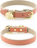 NINA WOOF Rio Padded Luxury Dog Collar - Vegan Leather, Adjustable Buckle - Fits Small to Large Dogs - Peach