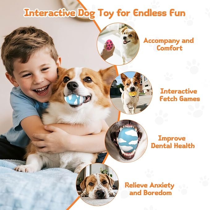 Squeaky Dog Toys, Soft Chewing Dog Balls, 9 Pcs Interactive Squeak Fetch Playing Pet Toy, Durable Bouncing Toys to Keep Them Busy, 2.6" Egg Ball for Puppies Small Breeds