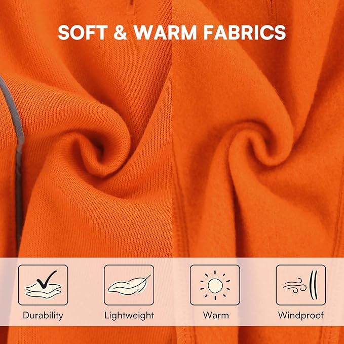 Queenmore Cozy Fleece Dog Sweater XS, Soft Pullover Dog Sweatshirt, Warm Winter Fleece Jacket with Leash Hole/Reflective Stripes for Small Medium Large Dogs Orange