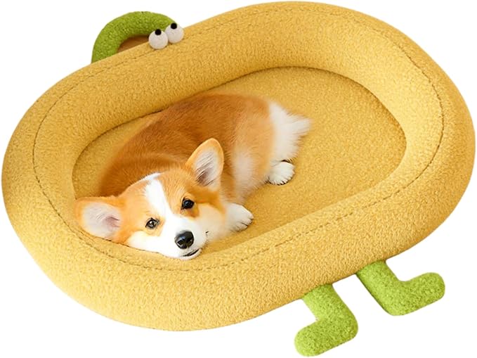 Cat Bed,for Indoor Outdoor Dog Beds & Furniture,Couch,Calming, Round,Fluffy, Cooling,Squish Mallow,Chew Proof,Waterproof,Non-Slip Bottom,Calming Dog Bed,Yellow(Yellow, L)