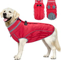 Malier Dog Coat, Reflective Dog Jacket Waterproof Windproof Puppy Cold Weather Coats with Harness Built in, Winter Extra Warm Pet Coat Fleece Vest for Small Large Pets and Puppy (Red, X-Small)