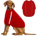 Queenmore XXXL Christmas Dog Sweater, Cozy Fleece Dog Sweatshirt, Warm Winter Fleece Jacket for Small, Medium & Large Dogs with Leash Hole/Reflective Stripes Red