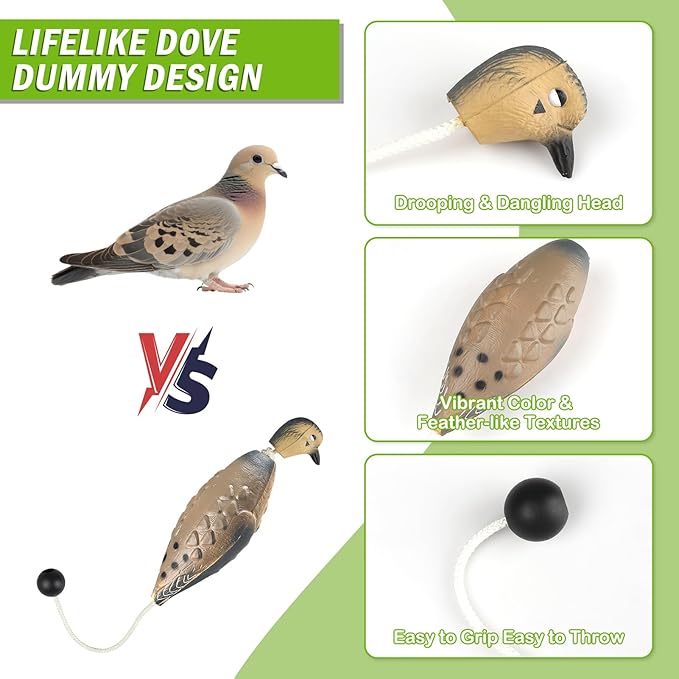 Archerest Dead Duck Dove Pheasant Dummy Bumper Toys for Waterfowl Hunting Retriever Dog Training, Floating Mallard Dummy Trainer Outdoor Soft Durable Realistic Fowl
