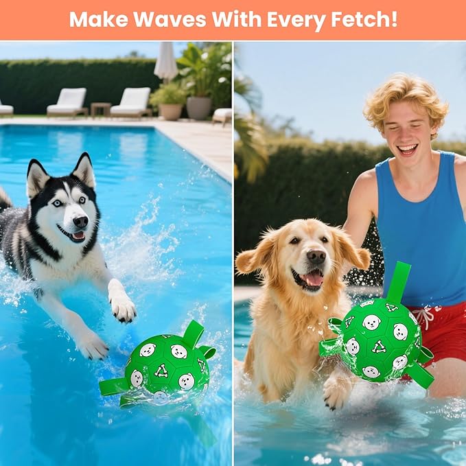 Dog Toy Soccer Ball with Grab Tabs, Durable Dog Soccer Ball, Dog Birthday Toys for Medium & Large Dogs, 8 Inch