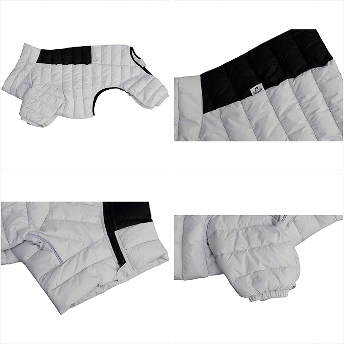 LoveLongLong Dog Coat - Warm & Waterproof Dog Jacket, Zippered & Adjustable, Reflective, Off White, Sizes S, M, L