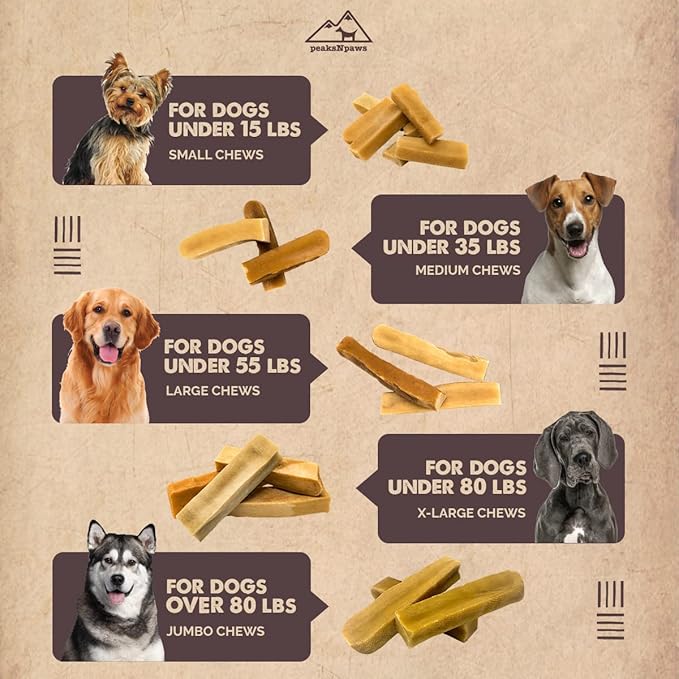 peaksNpaws Premium Yak Cheese Dog Treats - Natural Yak Chews from Himalayan Mountains - Grain Free, Lactose Free - Easily Digestible, 100% Eco-Friendly Packaging (3 Lb. Bag)