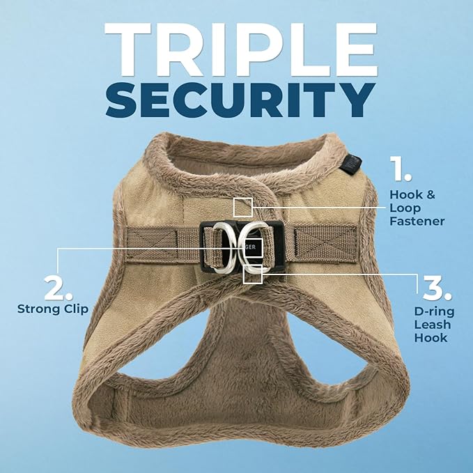 Best Pet Supplies - All Weather Mesh/Plush, Reflective, No Pull Harness for Small, Medium Dogs, Cats - Secure with Hook & Loop Fastener, Buckle, Double D-Rings - Latte Suede, XS