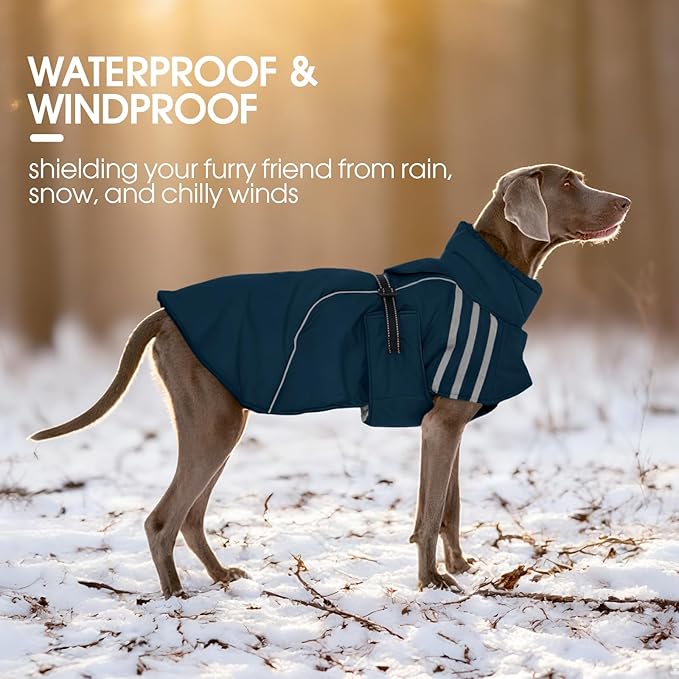 FUAMEY Dog Cold Weather Coats,Dog Winter Jackets for Small Dogs Warm Dogs Coat with Reflective Strips Waterproof Pet Snowsuit Thick Paded Pets Vest for Yorkshire Chihuahua Blue S