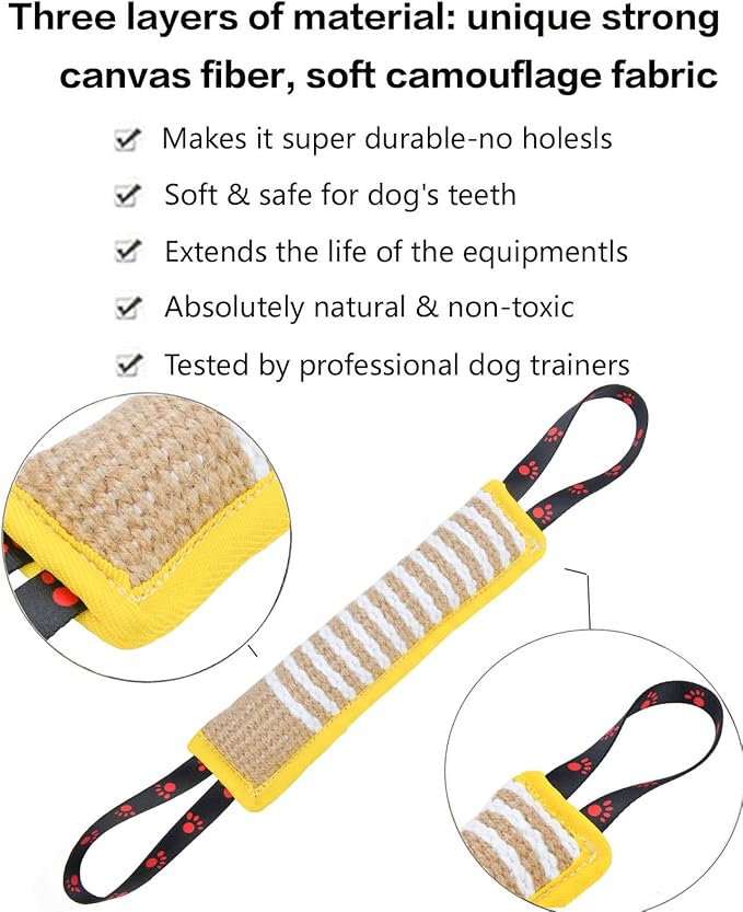 Clysoru Dog Tug Toy Jute Bite Pillow Training Equipment for Puppy to Large Dogs Interactive