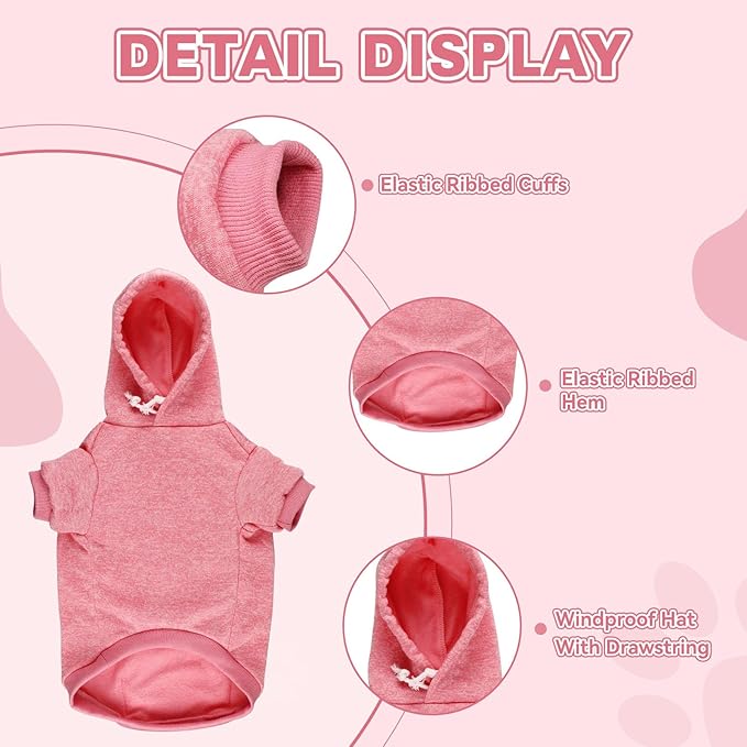 Dog Sweaters for Large Dogs Dog Hoodie Fleece Dog Sweater Soft Dog Clothes Sweatshirt with Pocket Dog Hoodie for Large Dogs(Pink&XXL)