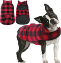 AOFITEE Dog Coat Plaid Dog Winter Coat for Small Dogs, Warm Dogs Jacket Christmas Sweater, Waterproof Pet Puffer Jacket, Reversible Pet Cold Weather Coats for Small Medium Large Pets, Red M