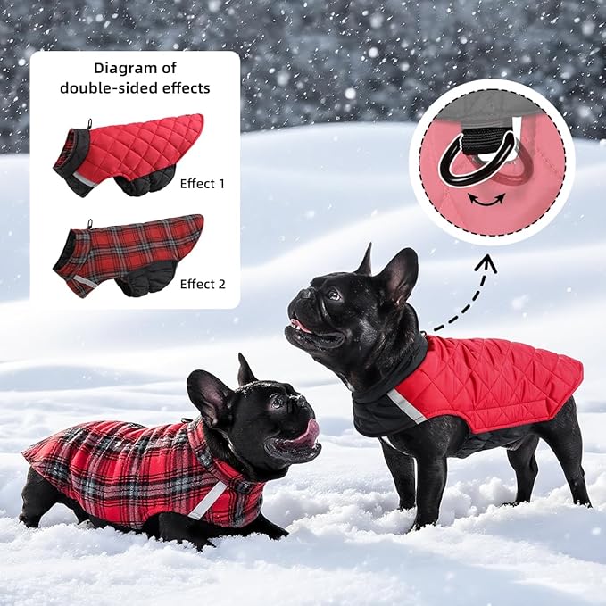 Reversible Waterproof Dog Coat - Adjustable Winter Jacket for Small to Large Breeds, Warm Cold Weather Apparel for Medium Dogs (Pink & Khaki, Medium (Pack of 1))