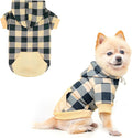 KOOLTAIL Plaid Dog Hoodie Pet Clothes Sweater with Hat and Pocket for Small Medium Large Size Dogs, Soft Winter Warm Dog Cold Weather Coat, Fleece Fall Dog Hooded Sweatshirt for Puppy Cats, Beige M
