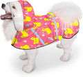 Dog Raincoat, Adjustable Rain Jacket with Hooded Double Layer for Large Medium Small Dogs Puppies, Lightweight Waterproof Rain Coat Poncho with Reflective Stripe Duck Pink,S