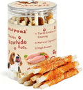Dog Rawhide Chews, Chicken Wrapped Dog Treats Rawhide Twist Chicken Hide Sticks Natural Ingredients, 7.05oz, for All Breeds
