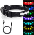 Light Up Dog Collar, Safety LED Dog Collars Rechargeable 7 Colors in One Lighted Dog Collar Glow in The Dark Dog Walking Light, Neon Durable Nylon Adjustable Buckle for Small/Medium/Large Dogs,XS Size