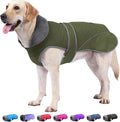 Dogcheer Dog Coat, Waterproof Dog Jacket Reflective Pet Winter Coat with Adjustable Hook & Loop, Christmas Puppy Fleece Jacket Warm Turtleneck Snowsuit for Small Medium Large Dogs - Green, L