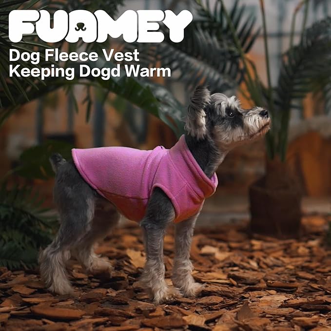 FUAMEY Dog Fleece Vest for Small Dogs,Warm Stretchy Dog Sweatshirts Pullover with Leash Hole Dogs Sweater Soft Pet Turtleneck Cozy Pet Vest Lightweight Sleeveless Pink XXS