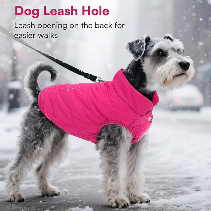 ASENKU Dog Winter Coat - Waterproof Windproof Dog Jacket, Warm Snowproof Doggie Puffer Vest for Cold Weather, Lightweight Snow Coats for Small Medium Large Dogs (Pink, 2XL)