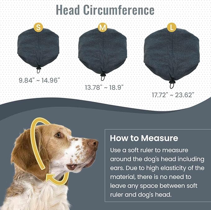 IDOMIK Dog Calming Hoodie No Shake Ear Wraps for Dogs, Quiet Head Covers for Noise Reduction & Anxiety Relief, Dog Ear Covers Muffs Head Wraps for Bath Hematoma Grooming Firework Force Drying