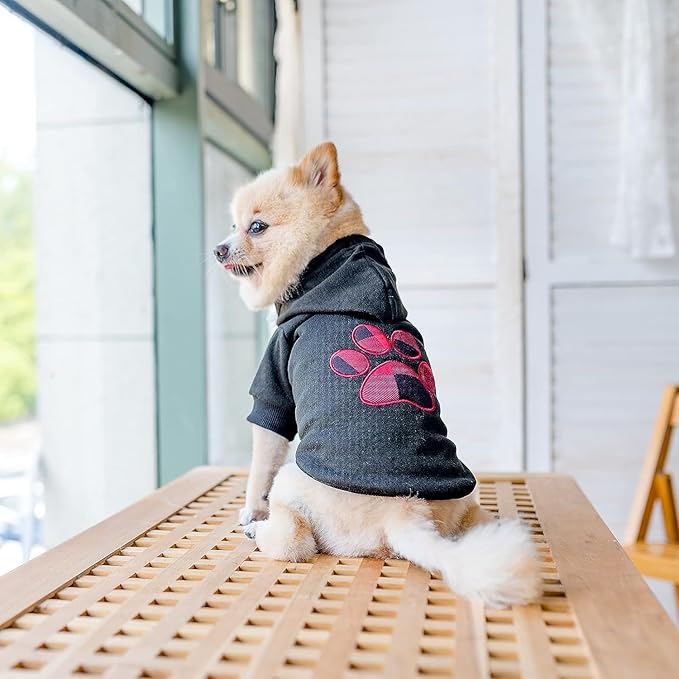 KOOLTAIL Plaid Dog Hoodie Pet Clothes Sweater with Hat and Pocket for Small Medium Large Size Dogs, Soft Winter Warm Dog Cold Weather Coat, Fleece Fall Dog Hooded Sweatshirt for Puppy Cats, Black XXL