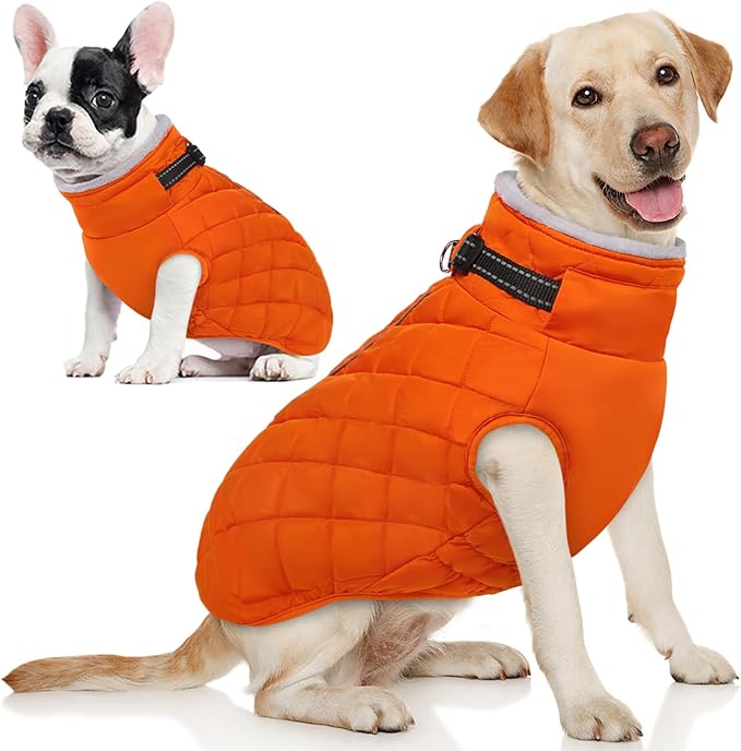 AOFITEE Coat for Extra Large Dogs, Warm Turtleneck Dog Winter Jacket with Back Zipper, Waterproof Dog Puffer Jacket for Large Dogs, XL Pet Coat Warm Snowsuit for Corgi, Border Collie, Beagle