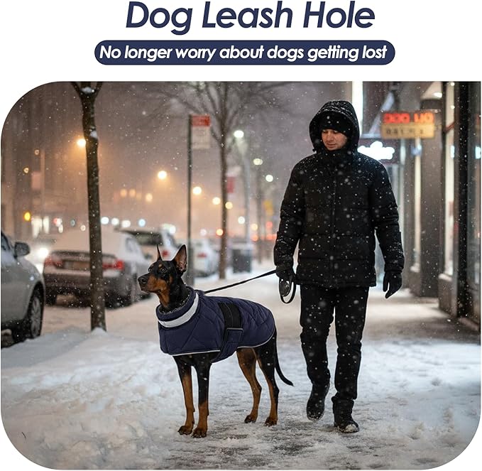 Dog Winter Coat Warm Padded Puppy Jacket Windproof Water Resistant Clothes for Small Medium Large Pets Christmas Sweater Outfit Vest(DarkBlue, XS)