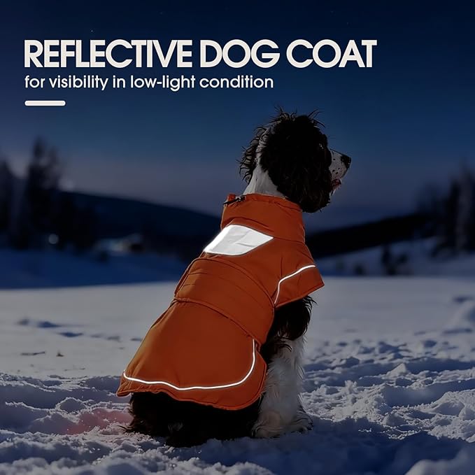 Kuoser Dog Jacket, Dog Coats for Medium Dogs, Warm Pet Winter Coat Jacket, Adjustable Fleece Pet Puffer Vest, Windproof Waterproof Doggie Raincoat Snowsuit Outfits with Reflective Strips
