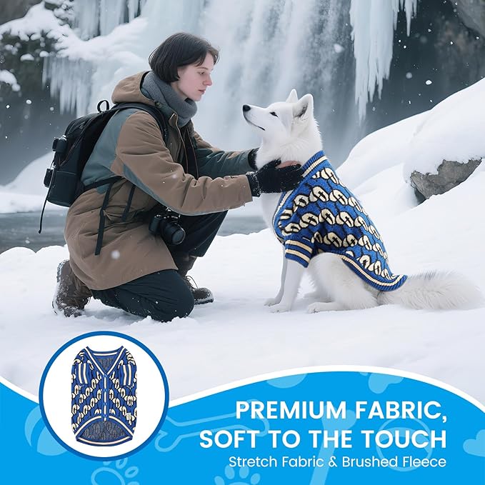 Pet Sweaters for Dogs Boys and Girls, Dynamic Letter Patterned Dog Sweater,Dog Cardigan,Pet Clothes,Pet Knitted Clothing,Fit for Different Seasons and Kinds of Dogs (Blue L)