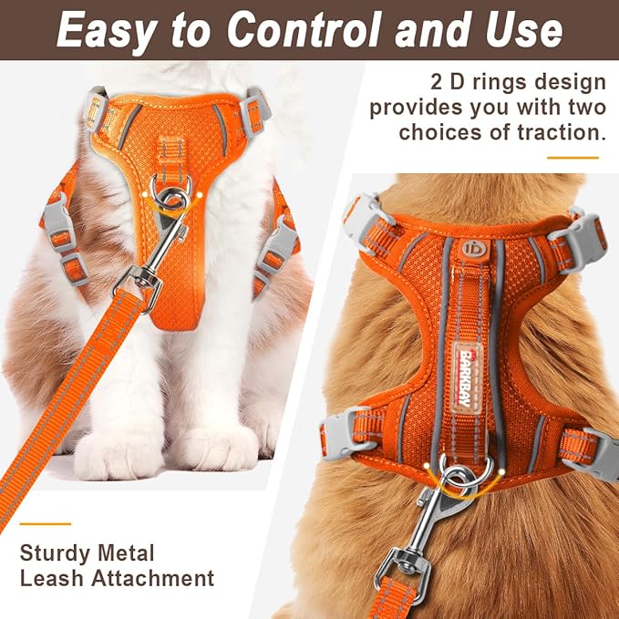 Cat Harness and Leash Set for Walking Escape Proof for Small Large cat Kitten Harness with ID tag Pocket (Orange,XS)