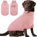 Dog Sweaters for Large Dogs Classic Turtleneck Dog Christmas Sweater Thick Warm Pullover Female Puppy Pet Stretch Knitwear Fall Winter Clothes with Leash Hole(Pink, 2XL)