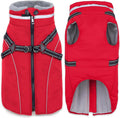 Fragralley Dog Coat with Harness Built in, Waterproof Windproof Reflective Warm Puffer Jacket, Fleece Lined Vest Winter Parka for Small, Medium, Large Dogs