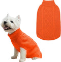 Mihachi Turtleneck Dog Sweater - Winter Coat Apparel Classic Cable Knit Clothes with Leash Hole for Cold Weather, Ideal Gift for Pet in New Year Orange X-Small