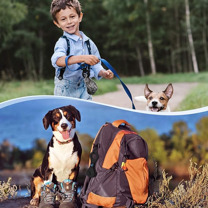 PuppyDoggy Dog Poop Bag Holder for Leash Waste Bag Carrier Dog Poop Bag Dispenser for Walking Running Bicycle Accessory 2 Pieces (Mixed Blue)