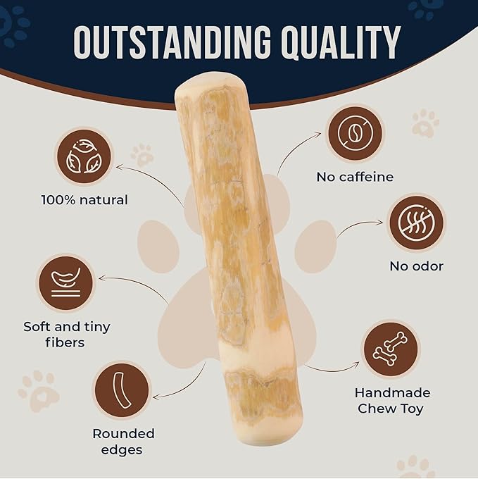 Coffee Wood Dog Chew Sticks 6.5" & Dog Rope Toys for Puppy - 100% Natural Puppy Chew for Teething, Organic Wood Stick - Size XS