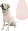 Mihachi Turtleneck Dog Sweater - Winter Coat Apparel Classic Cable Knit Clothes with Leash Hole for Cold Weather, Ideal Gift for Pet in New Year Rosy Medium