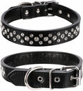 Rhinestones Dog Collar, Adjustable Sparkly Crystal Studded Genuine Leather Pet Dog Collar for Small and Medium Dogs (L, Black)